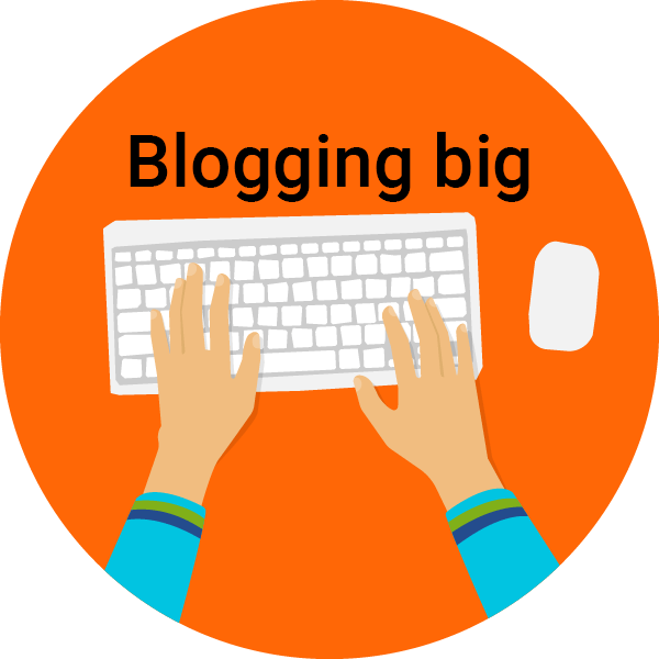 orange circle with keyboard- blogging big