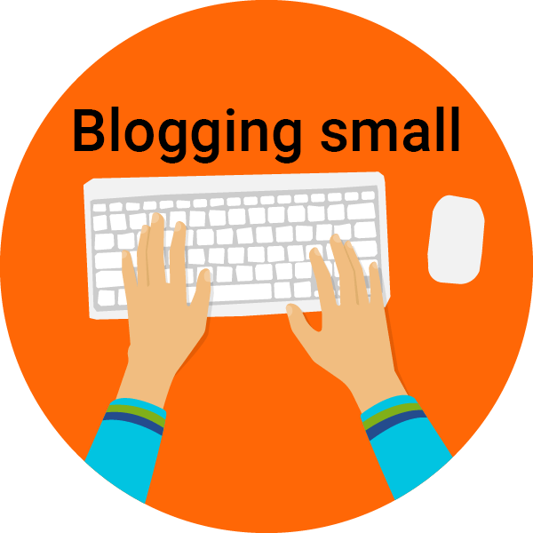 orange circle with keyboard- blogging small